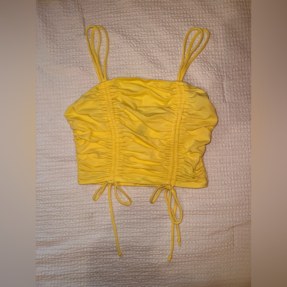 Wild Fable Yellow Ruched Sleeveless Crop Top
